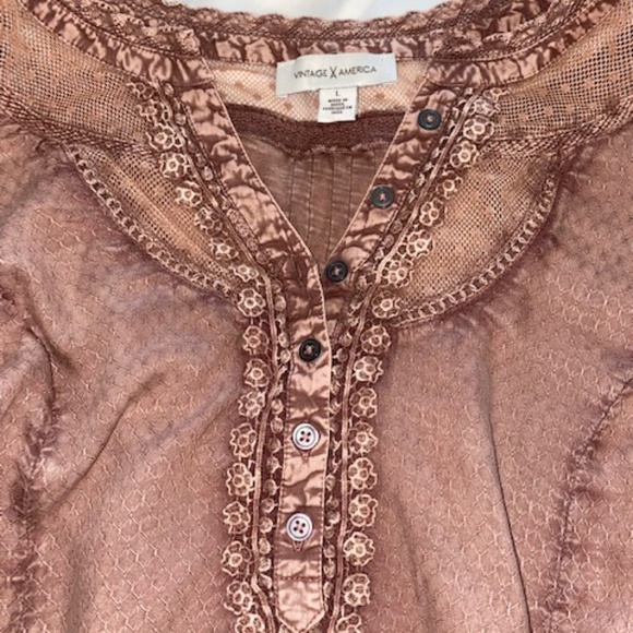 Vintage America Mauve Boho Top Size L - Picture 3 of 5